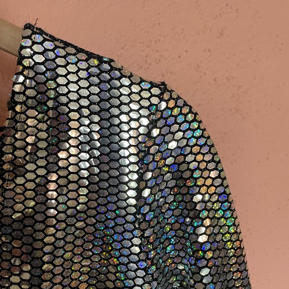 Vintage shiny & short jumpsuit sz M - Picture 3 of 4